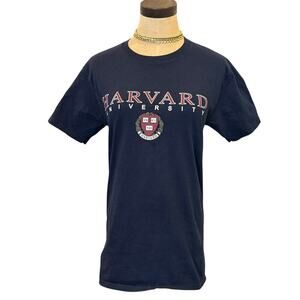 Champion Harvard University Ivy League Navy Logo Tee T-Shirt Unisex  size S